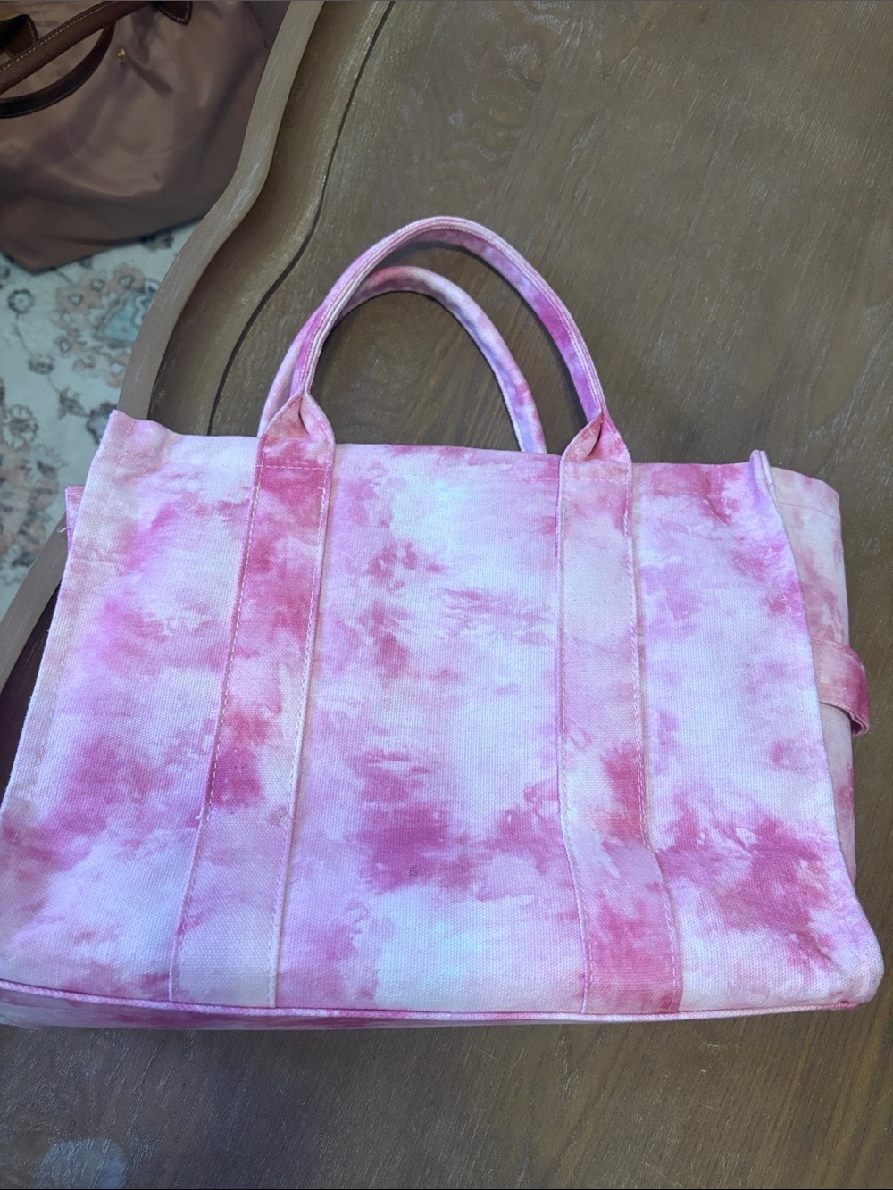 The Tote Bag Pink Tie-Dye Canvas Tote - Picture 3 of 4